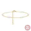 Wholesale Women's Geometric S925 Sterling Silver Natural Freshwater Millet Beads O Shaped Anklet Jewelry