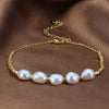 Wholesale Women's Geometric S925 Sterling Silver Natural Freshwater Pearl Adjustable Bracelet With Electroplating