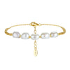 Wholesale Women's Geometric S925 Sterling Silver Natural Freshwater Pearl Adjustable Bracelet With Electroplating