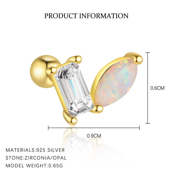 Wholesale Women's Geometric S925 Sterling Silver Opal Earrings With Flash Diamond And Zirconia