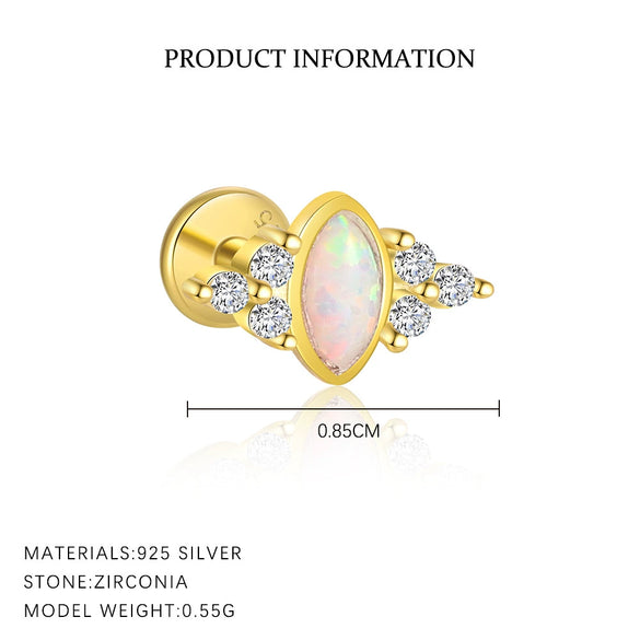 Wholesale Women's Geometric S925 Sterling Silver Opal Earrings With Flash Diamond And Zirconia
