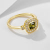 Wholesale Women's Geometric S925 Sterling Silver Oval Olive Green Zircon Ring