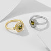 Wholesale Women's Geometric S925 Sterling Silver Oval Olive Green Zircon Ring