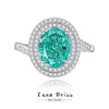 Wholesale Women's Geometric S925 Sterling Silver Palaiba Ring With Emerald And High Carbon Diamond Zircon