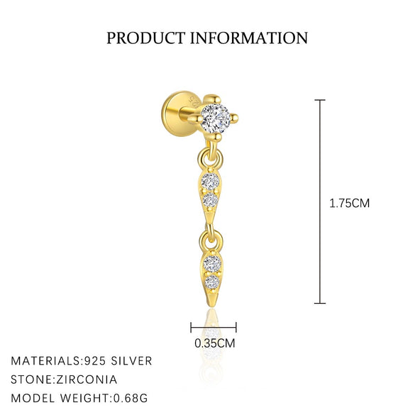 Wholesale Women's Geometric S925 Sterling Silver Tassel Zircon Earrings