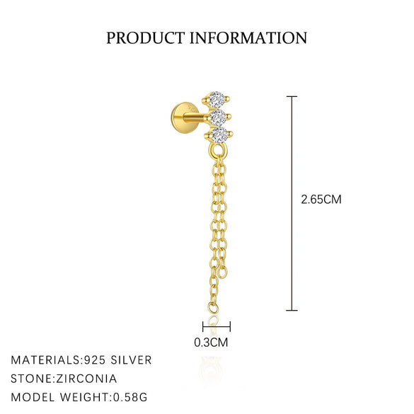 Wholesale Women's Geometric S925 Sterling Silver Tassel Zircon Earrings