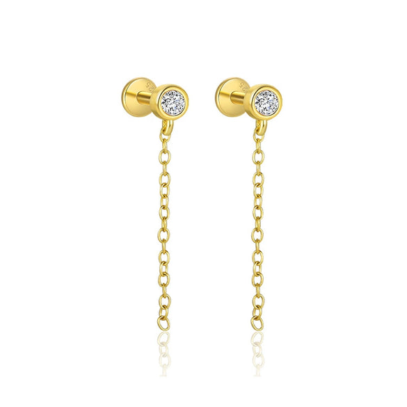 Wholesale Women's Geometric S925 Sterling Silver Tassel Zircon Earrings