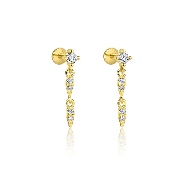 Wholesale Women's Geometric S925 Sterling Silver Tassel Zircon Earrings