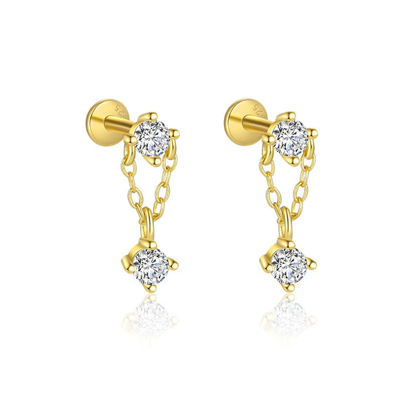 Wholesale Women's Geometric S925 Sterling Silver Tassel Zircon Earrings