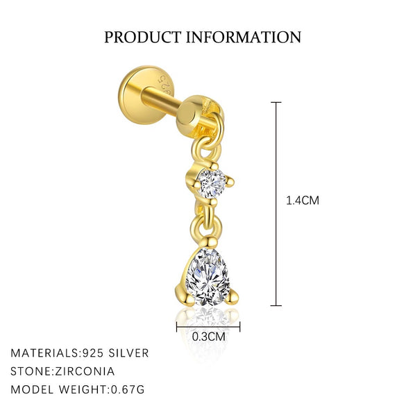 Wholesale Women's Geometric S925 Sterling Silver Tassel Zircon Earrings