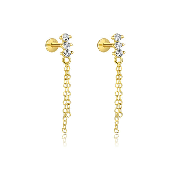 Wholesale Women's Geometric S925 Sterling Silver Tassel Zircon Earrings
