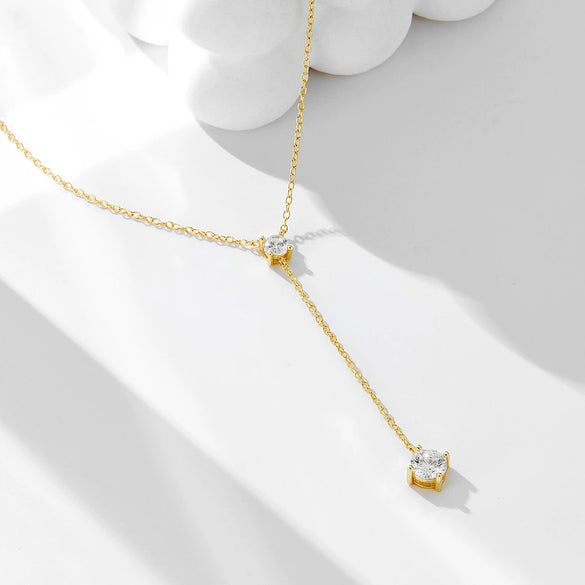 Wholesale Women's Geometric S925 Sterling Silver Yshaped Tassel Diamondencrusted Collarbone Necklace
