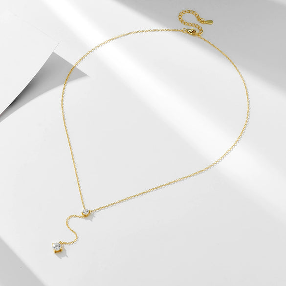Wholesale Women's Geometric S925 Sterling Silver Yshaped Tassel Diamondencrusted Collarbone Necklace