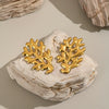 Wholesale Women's Geometric Seaside Coral Earrings In Ocean Style Casual Design Made Of Stainless Steel With Electroplating