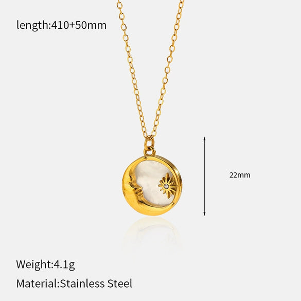Wholesale Women's Geometric Shell And Stainless Steel Electroplated Pendant Necklace