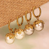 Wholesale Women's Geometric Shell Pearl Flower Stainless Steel Electroplated Earrings