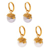 Wholesale Women's Geometric Shell Pearl Flower Stainless Steel Electroplated Earrings