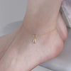 Wholesale Women's Geometric Shell Shaped Sterling Silver Anklet With Full Diamond