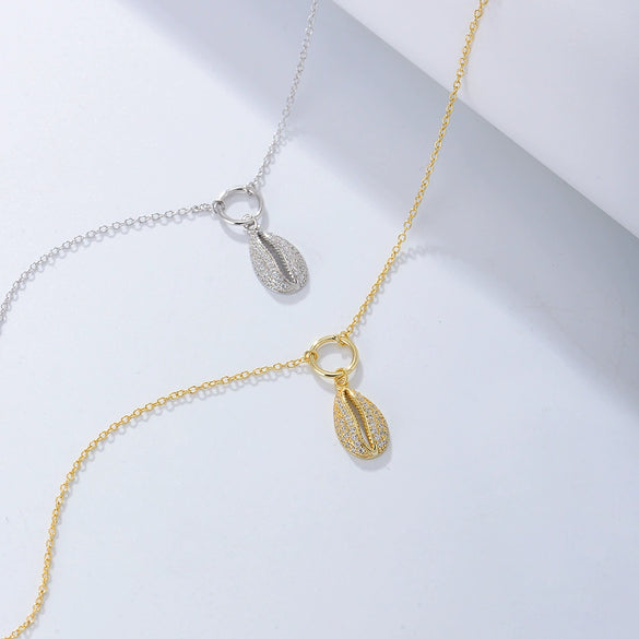 Wholesale Women's Geometric Shell Shaped Sterling Silver Anklet With Full Diamond