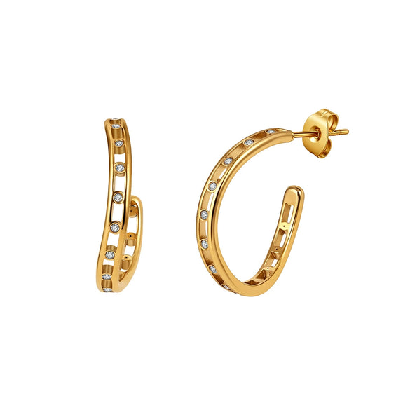 Wholesale Women's Geometric 925 Silver And 304 Stainless Steel Electroplated Earrings With Unique Halfcircle Design