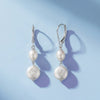 Wholesale Women's Geometric 925 Silver Earrings With Natural Freshwater Pearl Pendants And Zirconia Design
