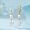 Wholesale Women's Geometric 925 Silver Earrings With Natural Freshwater Pearl Pendants And Zirconia Design