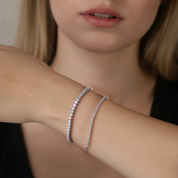 Wholesale Women's Geometric Silver 925 Electroplated Adjustable Moissanite Tennis Chain Bracelet