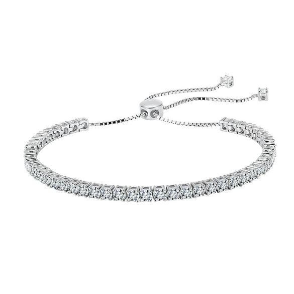 Wholesale Women's Geometric Silver 925 Electroplated Adjustable Moissanite Tennis Chain Bracelet