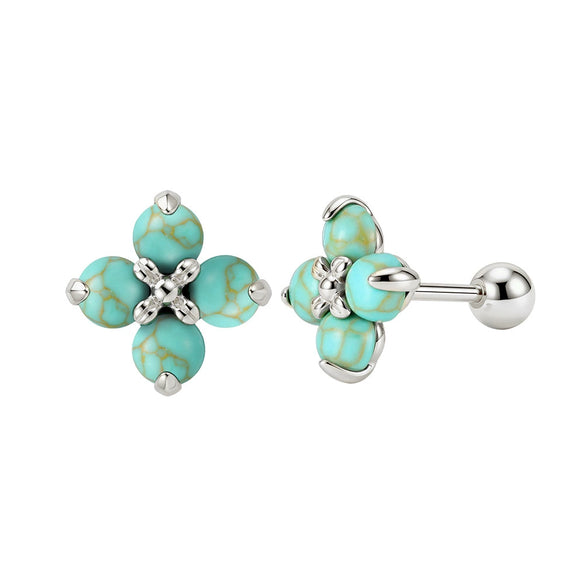 Wholesale Women's Geometric Silver 925 Electroplated Fourleaf Flower Earrings