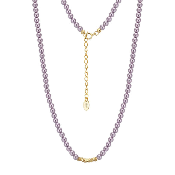 Wholesale Women's Geometric 925 Silver Electroplated String Of Pearls Necklace Light Luxury Minimalist Style