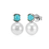 Wholesale Women's Geometric 925 Silver Electroplated Stud Earrings With Natural Stone And Freshwater Pearl