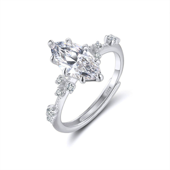 Wholesale Women's Geometric Silver Jewelry Set Electroplated S925 Silver Earrings Necklace And Ring