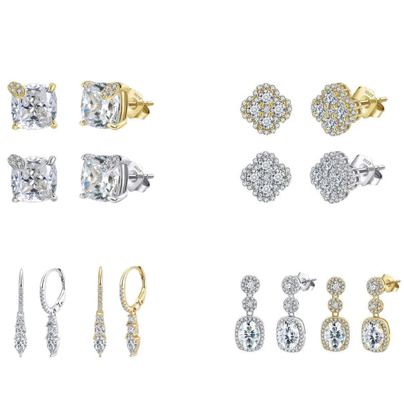 Wholesale Women's Geometric Silver Jewelry Set Electroplated S925 Silver Earrings Necklace And Ring