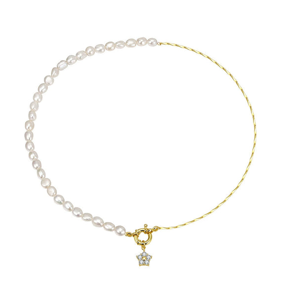 Wholesale Women's Geometric Silver S925 Goldplated Jewelry Set With Wheat Spike And Freshwater Pearl Bracelet Necklace Earrings