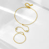 Wholesale Women's Geometric Silver Zircon Finger Chain Bracelet Set With Diamonds