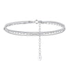 Wholesale Women's Geometric Silver Zircon Tennis Chain Bead Anklet Jewelry