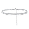 Wholesale Women's Geometric Silver Zircon Tennis Chain Bead Anklet Jewelry