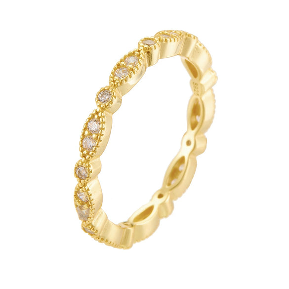 Wholesale Women's Geometric Simple Diamond S925 Sterling Silver Electroplated Stacking Ring Jewelry