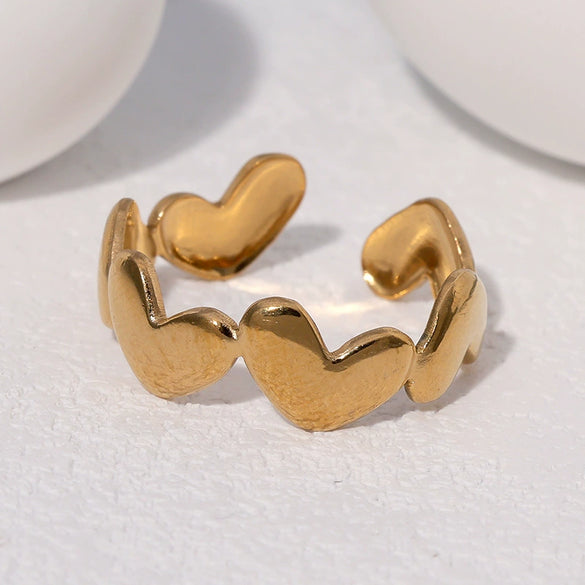 Wholesale Women's Geometric Simple Electroplated Stainless Steel Open Ring Fashion Hand Jewelry