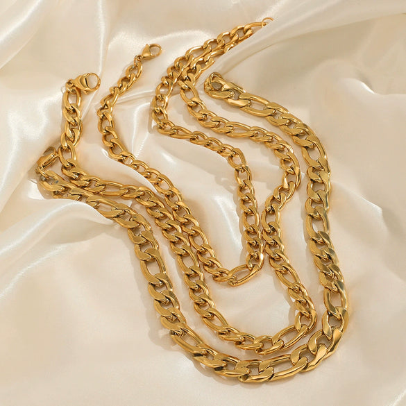 Wholesale Women's Geometric Simple Stainless Steel Electroplated Cuban Chain Necklace
