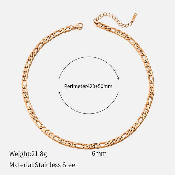 Wholesale Women's Geometric Simple Stainless Steel Electroplated Cuban Chain Necklace