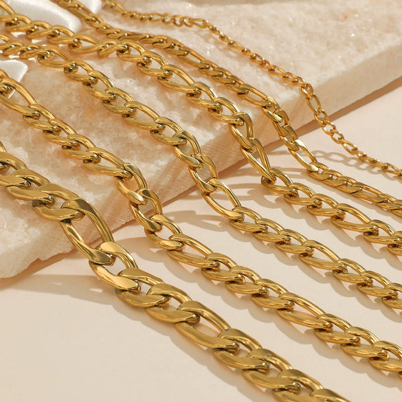 Wholesale Women's Geometric Simple Stainless Steel Electroplated Cuban Chain Necklace