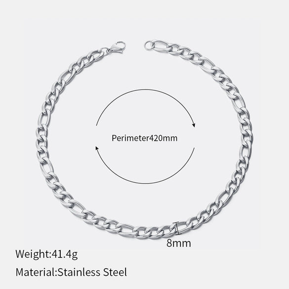 Wholesale Women's Geometric Simple Stainless Steel Electroplated Cuban Chain Necklace