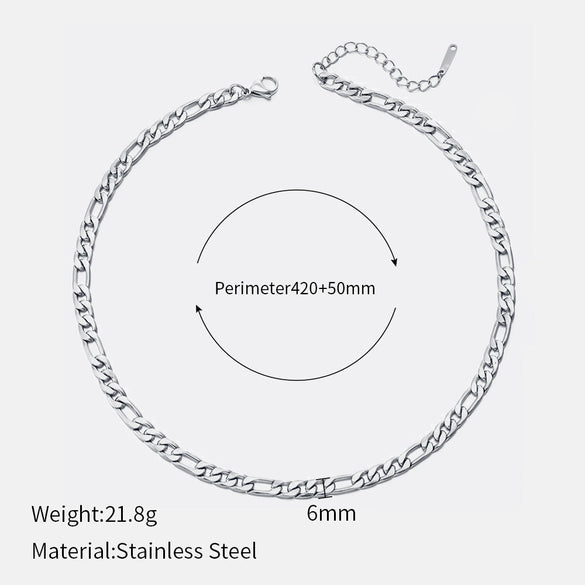 Wholesale Women's Geometric Simple Stainless Steel Electroplated Cuban Chain Necklace