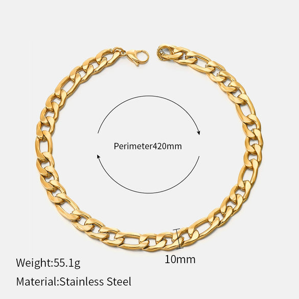 Wholesale Women's Geometric Simple Stainless Steel Electroplated Cuban Chain Necklace