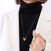 Wholesale Women's Geometric Simple Zodiac Threedimensional Mouse Pendant 18K Gold Plated Titanium Steel Ball Chain Necklace