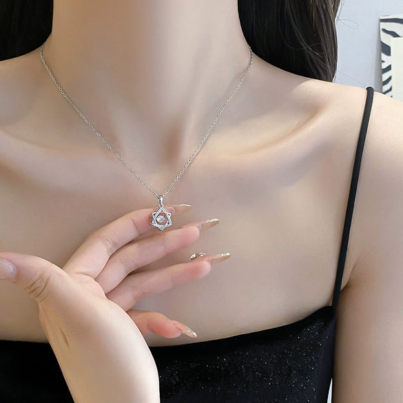 Wholesale Women's Geometric Sixpointed Star Diamondset Titanium Steel And Copper Necklace Luxury Jewelry