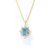 Wholesale Women's Geometric Sky Blue Topaz S925 Sterling Silver Necklace With Cross Chain Set With Precious Stones