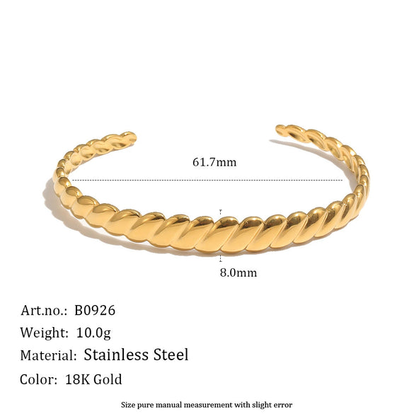 Wholesale Women's Geometric Small Diagonal Pattern 18K Goldplated Stainless Steel Bracelet