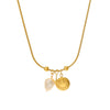 Wholesale Women's Geometric Smiley Pearl Pendant Necklace With Electroplated Stainless Steel And Titanium Steel